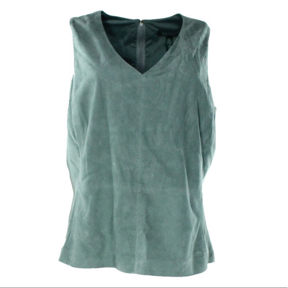LAUREN RALPH LAUREN Green Suede Leather Top